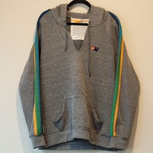 Aviator Nation Stripe Kangaroo Pocket Hoodie - size xl